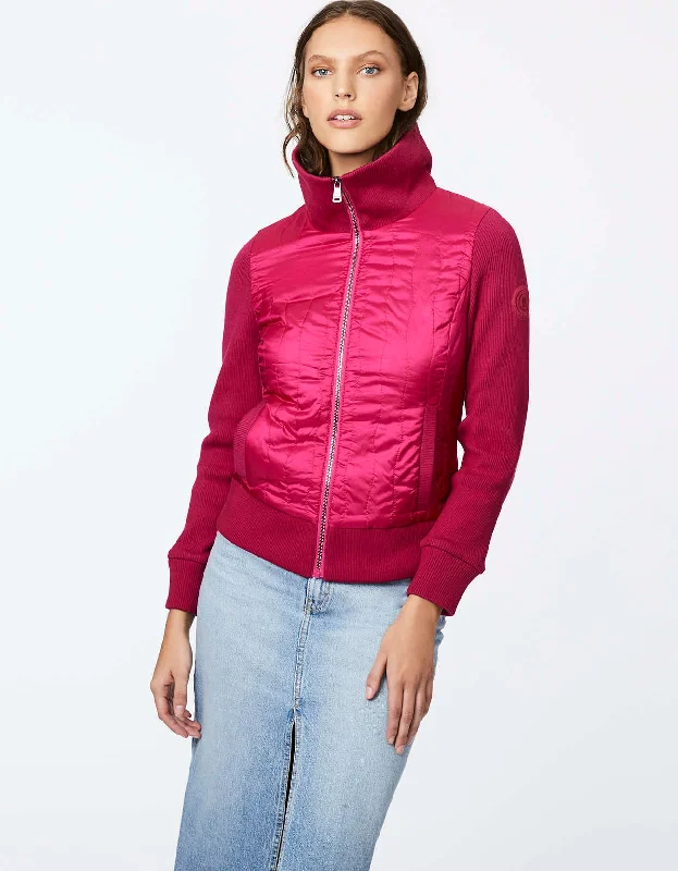 Women's longline double - breasted camel coats for a sophisticated lookSATEEN PUFFER SWEATER