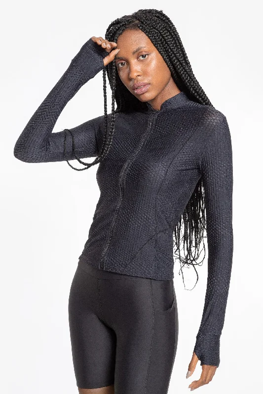 Women's cropped leather coats with silver studs for an edgy lookSlim Run Jacket