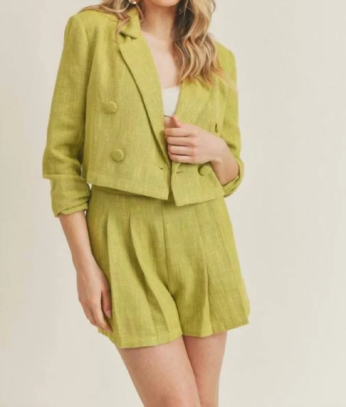 Bermuda Women Shorts for a Classic and Sophisticated LookAmara High Waisted Pleated Short In Green Bermuda Women Shorts for a Classic and Sophisticated LookAmara High Waisted Pleated Short In Green