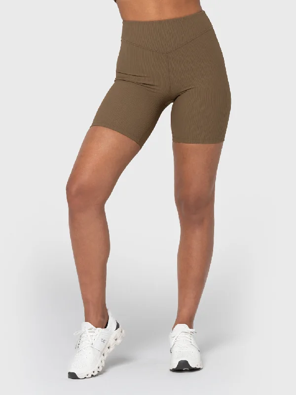 Ruffled Hem Women Shorts to Add a Feminine TouchBARRY'S MOCHA RIB BIKE SHORTS