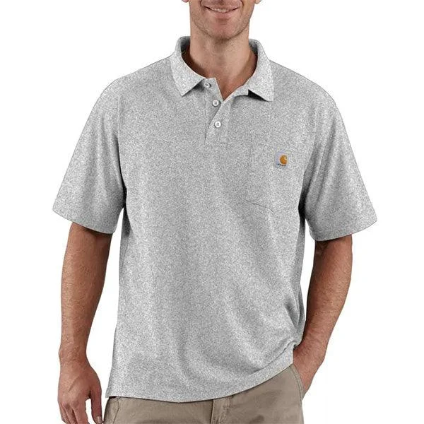 Distressed Women T Shirt with a Laid - Back AestheticK570 - Loose fit midweight short-sleeve pocket polo - Heather Grey Distressed Women T Shirt with a Laid - Back AestheticK570 - Loose fit midweight short-sleeve pocket polo - Heather Grey
