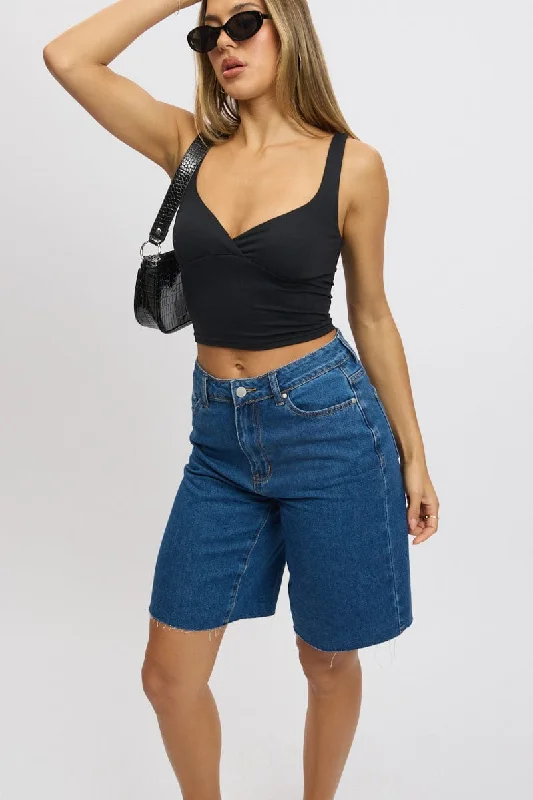 Leather Look Women Shorts for an Edgy and Chic StyleDenim Jorts High Rise