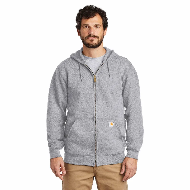 Crew Neck Women T Shirt with a Timeless DesignK122 Loose Fit Midweight Full-Zip Sweatshirt - Heather Grey