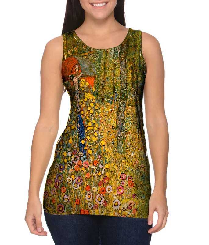 Halter Neck Women's Modal Blend Tank Tops for ComfortGustav Klimt -"Jesus Garden" (1912)