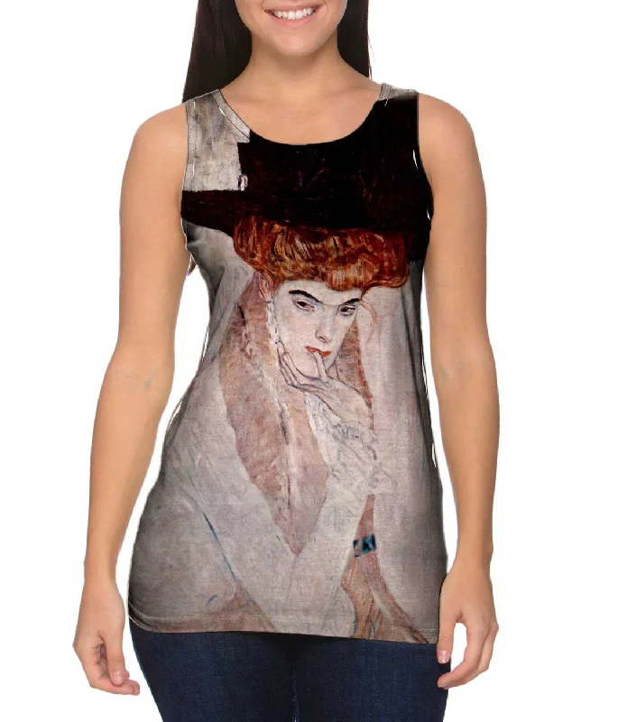 Mock Neck Women's Performance Tank Tops for CyclingGustav Klimt -"Lady in White" (1910) Mock Neck Women's Performance Tank Tops for CyclingGustav Klimt -"Lady in White" (1910)