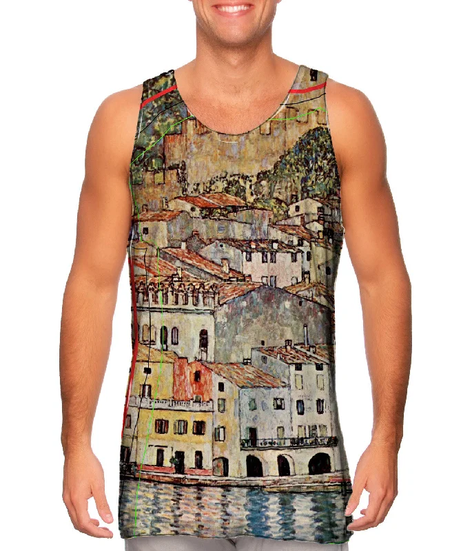 Plus Size Women's Criss - Cross Back Tank Tops in Neon ColorsGustav Klimt -"Malcesine Lake Garda" (1913) Plus Size Women's Criss - Cross Back Tank Tops in Neon ColorsGustav Klimt -"Malcesine Lake Garda" (1913)