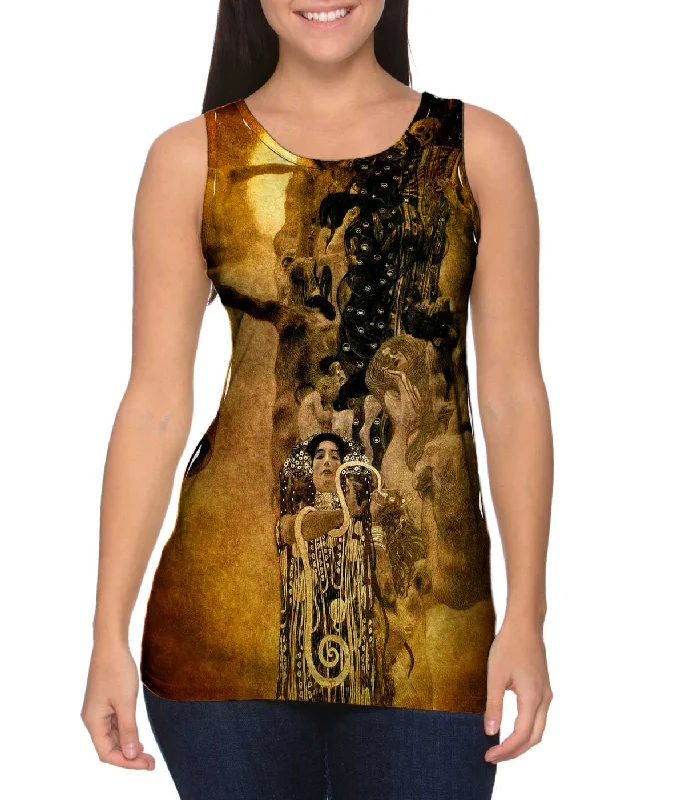 Square Neck Women's Organic Cotton Tank Tops in Earth TonesGustav Klimt -"Medicine" (1907) Square Neck Women's Organic Cotton Tank Tops in Earth TonesGustav Klimt -"Medicine" (1907)
