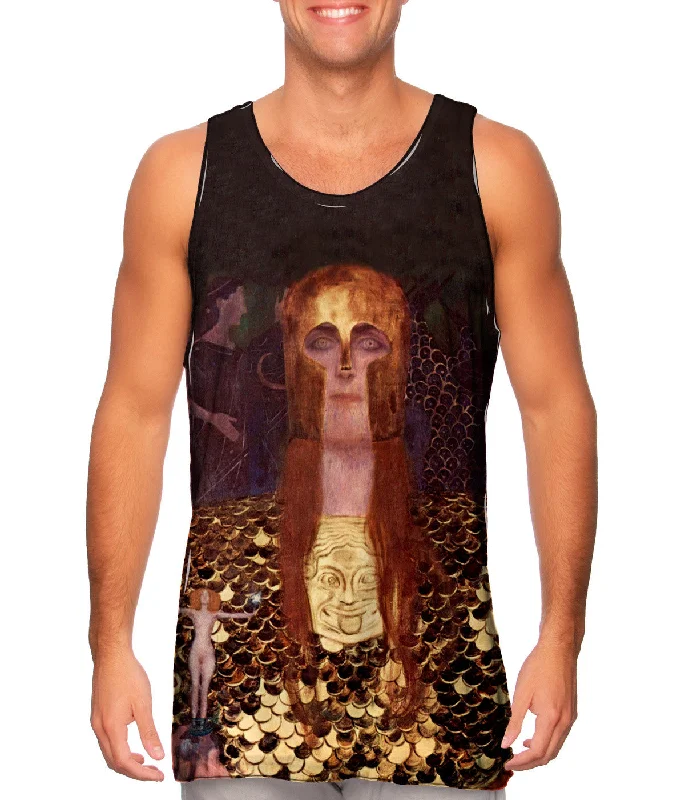 Plus Size Women's Side - Slit Tank Tops in Metallic ShadesGustav Klimt -"Pallas Athena" (1898) Plus Size Women's Side - Slit Tank Tops in Metallic ShadesGustav Klimt -"Pallas Athena" (1898)