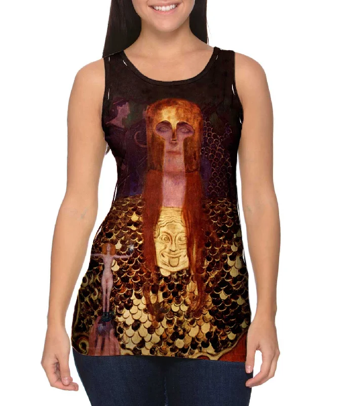 Halter Neck Women's Modal Blend Tank Tops for ComfortGustav Klimt -"Pallas Athena" (1898) Halter Neck Women's Modal Blend Tank Tops for ComfortGustav Klimt -"Pallas Athena" (1898)