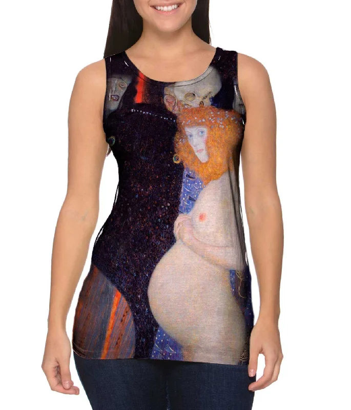 High - Neck Women's Silk Blend Tank Tops for a Luxurious FeelGustav Klimt -"The Hope I" (1903) High - Neck Women's Silk Blend Tank Tops for a Luxurious FeelGustav Klimt -"The Hope I" (1903)