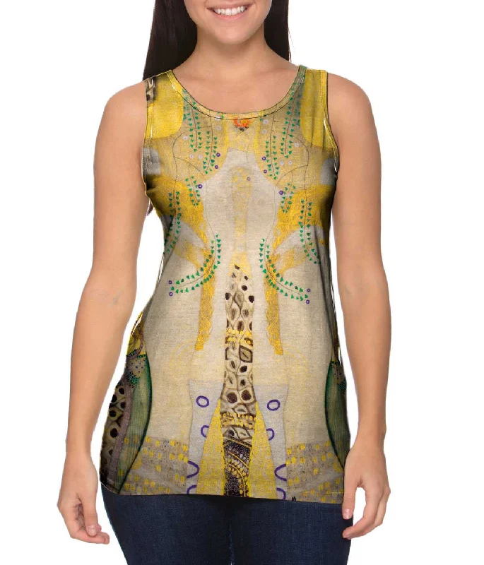 Plus Size Women's Glitter - Trimmed Tank Tops for Party NightsGustav Klimt -"Watersnakes" (1907) Plus Size Women's Glitter - Trimmed Tank Tops for Party NightsGustav Klimt -"Watersnakes" (1907)