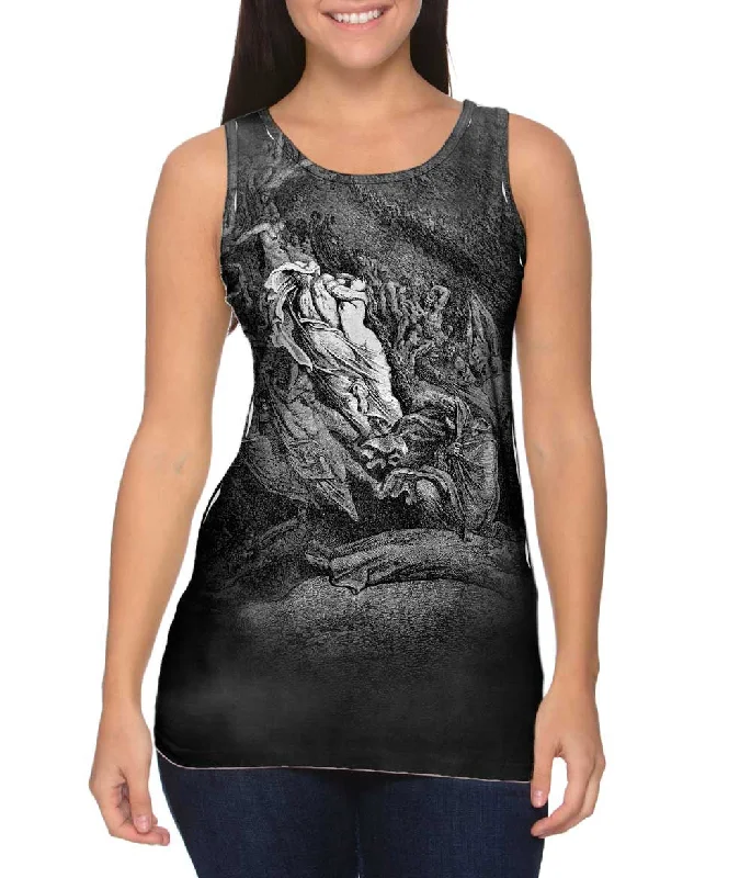Crew Neck Women's Sustainable Tank Tops Made from Recycled MaterialsGustave Dore - "Dantes Inferno Dante Has A Touch Of The Vapours" (1857) Crew Neck Women's Sustainable Tank Tops Made from Recycled MaterialsGustave Dore - "Dantes Inferno Dante Has A Touch Of The Vapours" (1857)