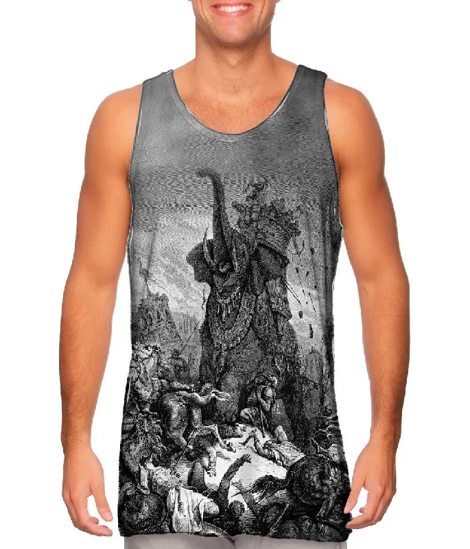 Plus Size Women's Embroidered Tank Tops in Boho StylesGustave Dore - "Death Of Eleazer" (1866) Plus Size Women's Embroidered Tank Tops in Boho StylesGustave Dore - "Death Of Eleazer" (1866)