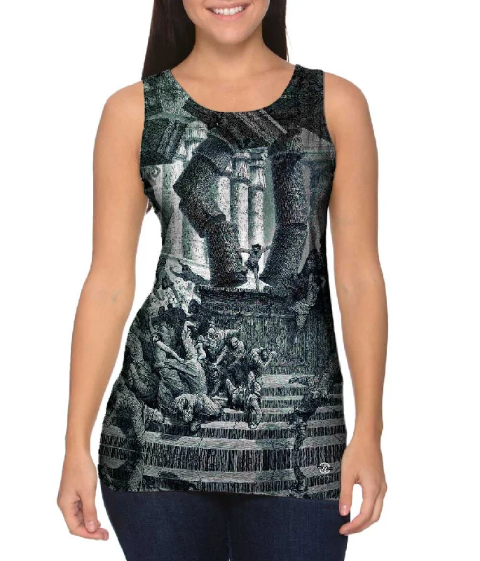 Women's Button - Down Tank Tops in Striped PatternsGustave Dore - "Death Of Samson" (1866) Women's Button - Down Tank Tops in Striped PatternsGustave Dore - "Death Of Samson" (1866)