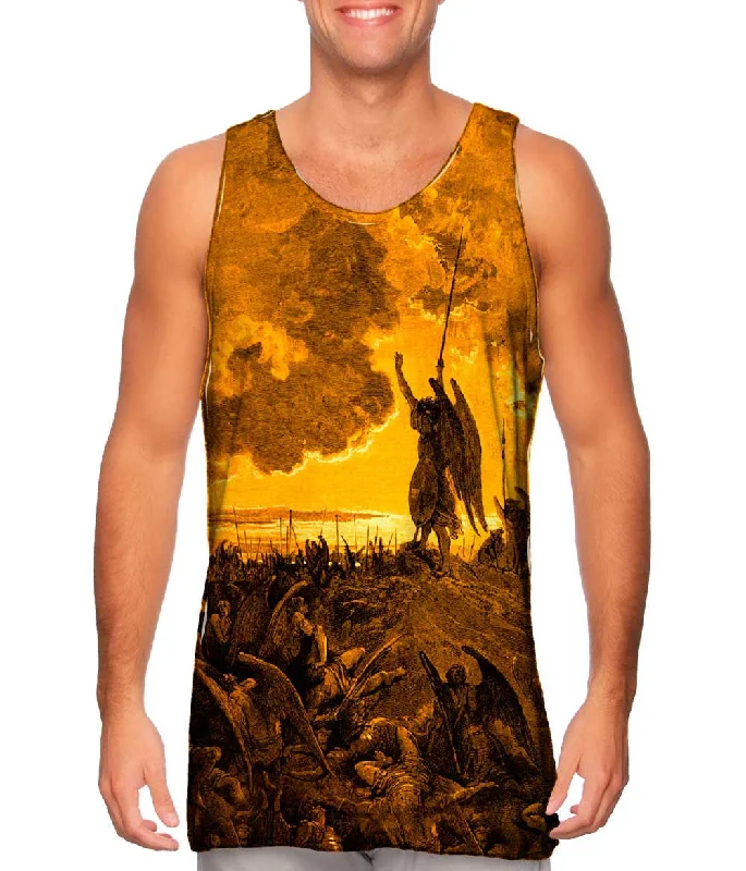 Plus Size Women's Side - Slit Tank Tops in Metallic ShadesGustave Dore - "Paradise Lost 3 Gold" (1857) Plus Size Women's Side - Slit Tank Tops in Metallic ShadesGustave Dore - "Paradise Lost 3 Gold" (1857)