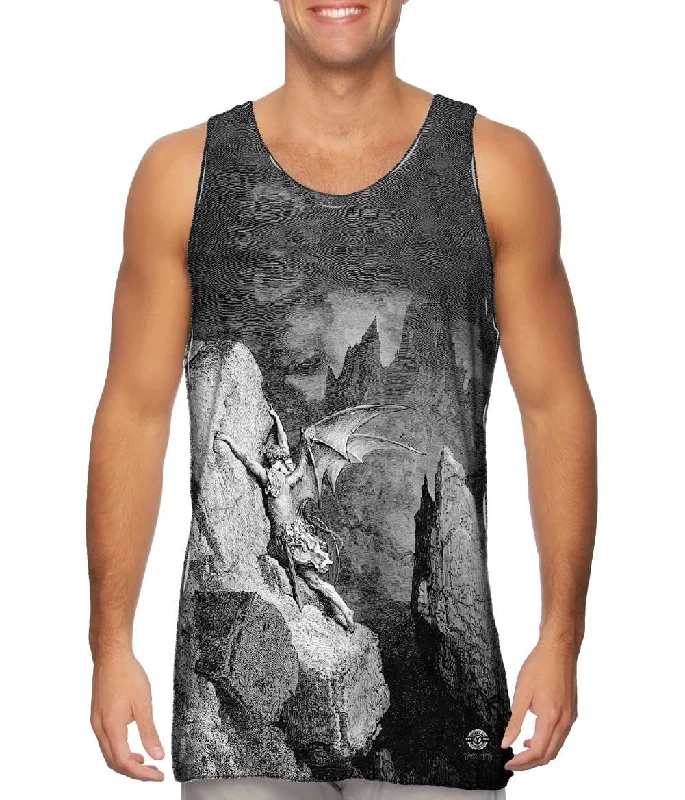 Plus Size Women's Glitter - Trimmed Tank Tops for Party NightsGustave Dore - "Satan_#_s Flight Through Chaos" (1868) Plus Size Women's Glitter - Trimmed Tank Tops for Party NightsGustave Dore - "Satan_#_s Flight Through Chaos" (1868)