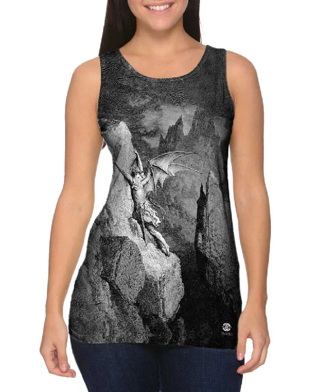 Plus Size Women's Criss - Cross Back Tank Tops in Neon ColorsGustave Dore - "Satan_#_s Flight Through Chaos" (1868) Plus Size Women's Criss - Cross Back Tank Tops in Neon ColorsGustave Dore - "Satan_#_s Flight Through Chaos" (1868)