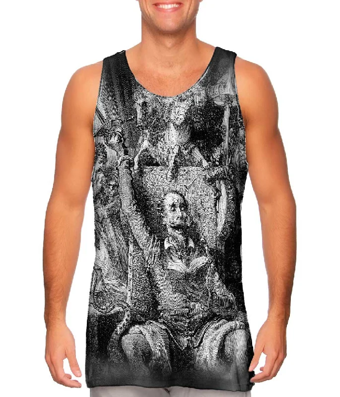 Plus Size Women's Ruffled Hem Tank Tops with Floral PrintsGustave Dore - "The Art Of Immersion Fear Of Fiction" (1857) Plus Size Women's Ruffled Hem Tank Tops with Floral PrintsGustave Dore - "The Art Of Immersion Fear Of Fiction" (1857)