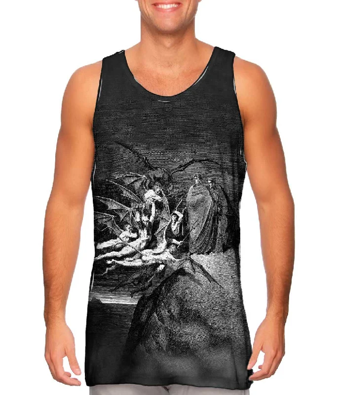 Plus Size Women's Puff - Sleeve Tank Tops in Pastel HuesGustave Dore - "The Inferno Canto 21" (1857) Plus Size Women's Puff - Sleeve Tank Tops in Pastel HuesGustave Dore - "The Inferno Canto 21" (1857)