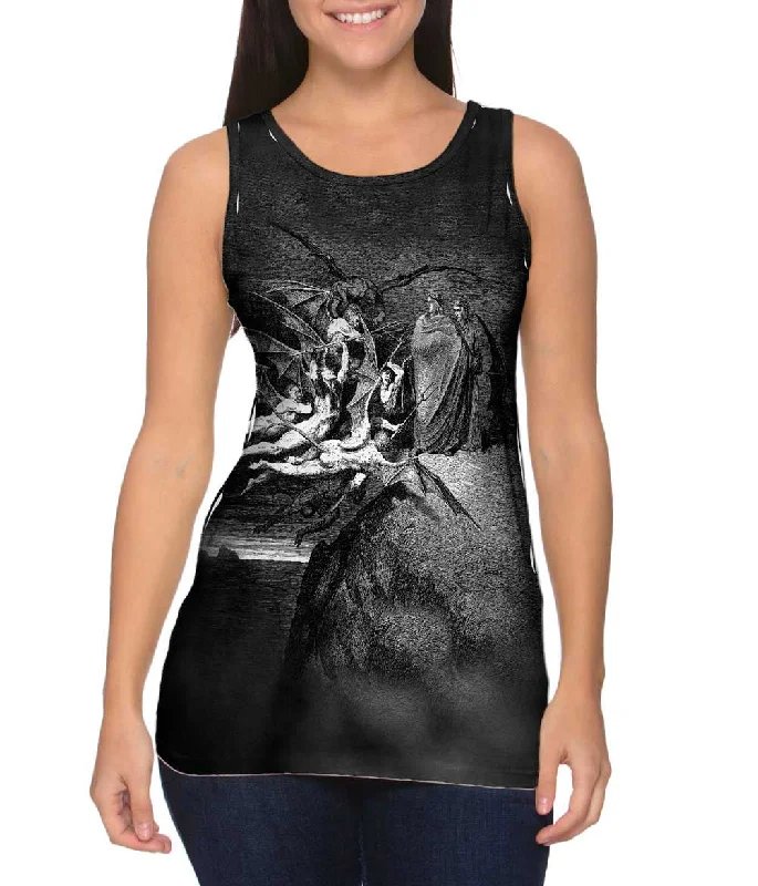 One - Shoulder Women's Rayon Blend Tank Tops for a Flowy LookGustave Dore - "The Inferno Canto 21" (1857) One - Shoulder Women's Rayon Blend Tank Tops for a Flowy LookGustave Dore - "The Inferno Canto 21" (1857)
