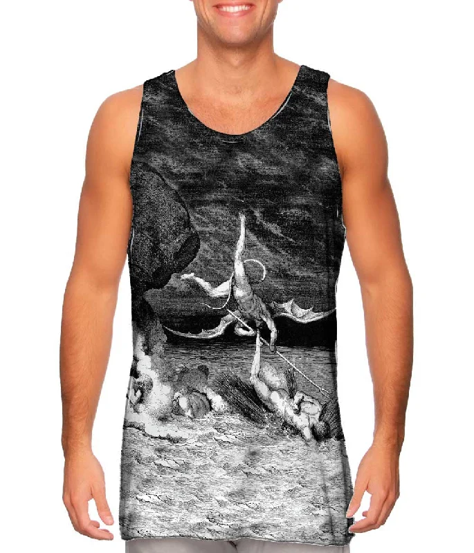 Women's Longline Tank Tops with Abstract PrintsGustave Dore - "The Inferno Canto 22" (1857) Women's Longline Tank Tops with Abstract PrintsGustave Dore - "The Inferno Canto 22" (1857)