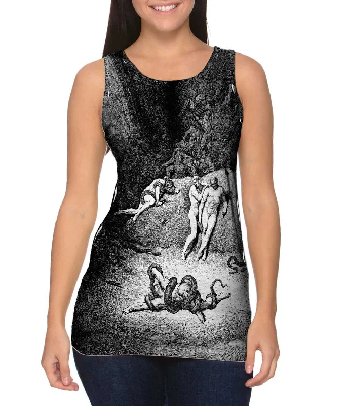 Plus Size Women's Glitter - Trimmed Tank Tops for Party NightsGustave Dore - "The Inferno Canto 25" (1857) Plus Size Women's Glitter - Trimmed Tank Tops for Party NightsGustave Dore - "The Inferno Canto 25" (1857)