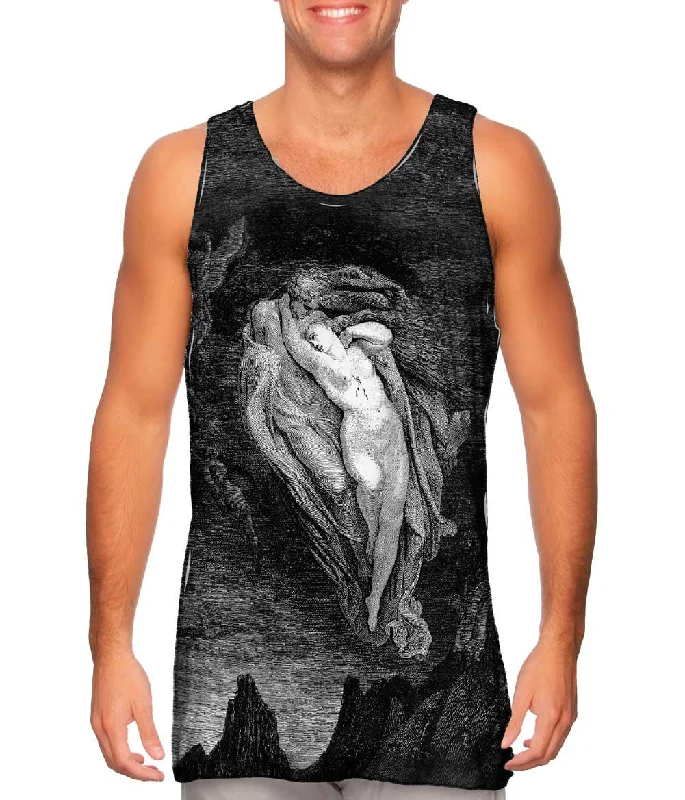 Plus Size Women's Ruffled Hem Tank Tops with Floral PrintsGustave Dore - "The Inferno Canto 5" (1857) Plus Size Women's Ruffled Hem Tank Tops with Floral PrintsGustave Dore - "The Inferno Canto 5" (1857)