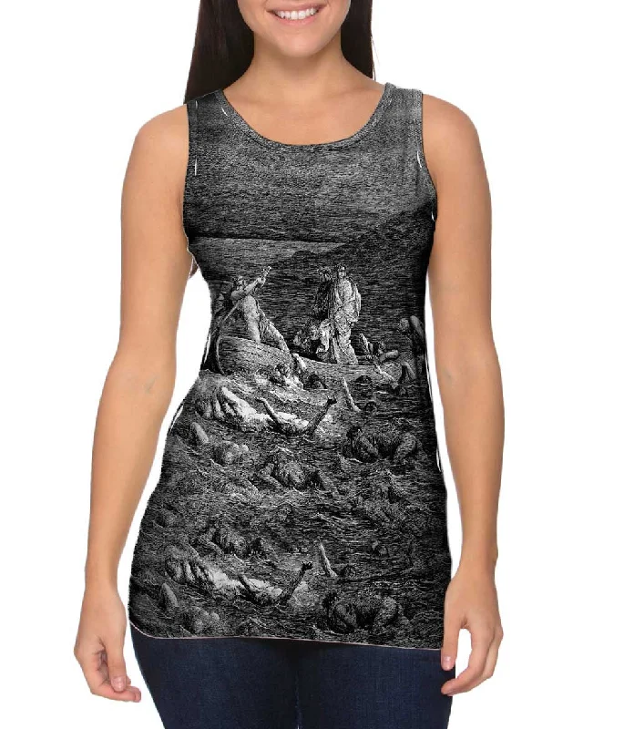 Scoop Neck Women's Linen Blend Tank Tops for SummerGustave Dore - "The Inferno Canto 8" (1857) Scoop Neck Women's Linen Blend Tank Tops for SummerGustave Dore - "The Inferno Canto 8" (1857)