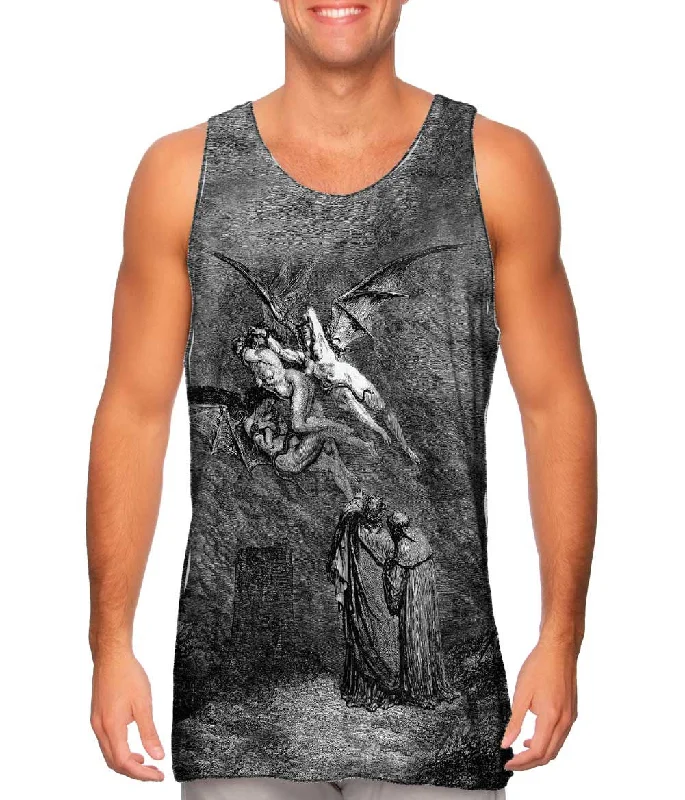 Women's Cropped Tank Tops with Vintage Band LogosGustave Dore - "The Inferno Canto 9" (1857) Women's Cropped Tank Tops with Vintage Band LogosGustave Dore - "The Inferno Canto 9" (1857)