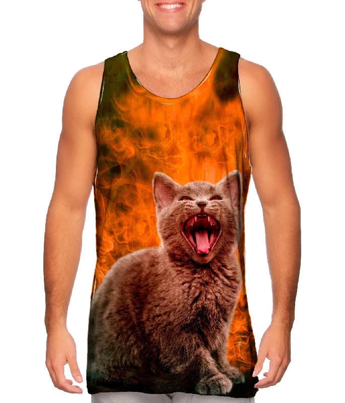 Plus Size Women's Embroidered Tank Tops in Boho StylesHalloween Kitten