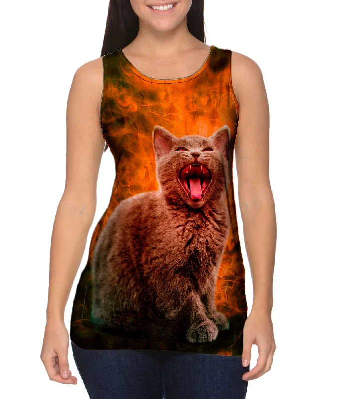 Plunge Neck Women's Seamless Tank Tops for a Smooth FitHalloween Kitten
