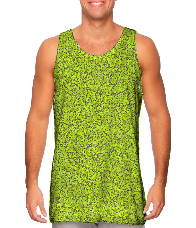 Women's Longline Tank Tops with Abstract PrintsHalloween Skulls Green Purple