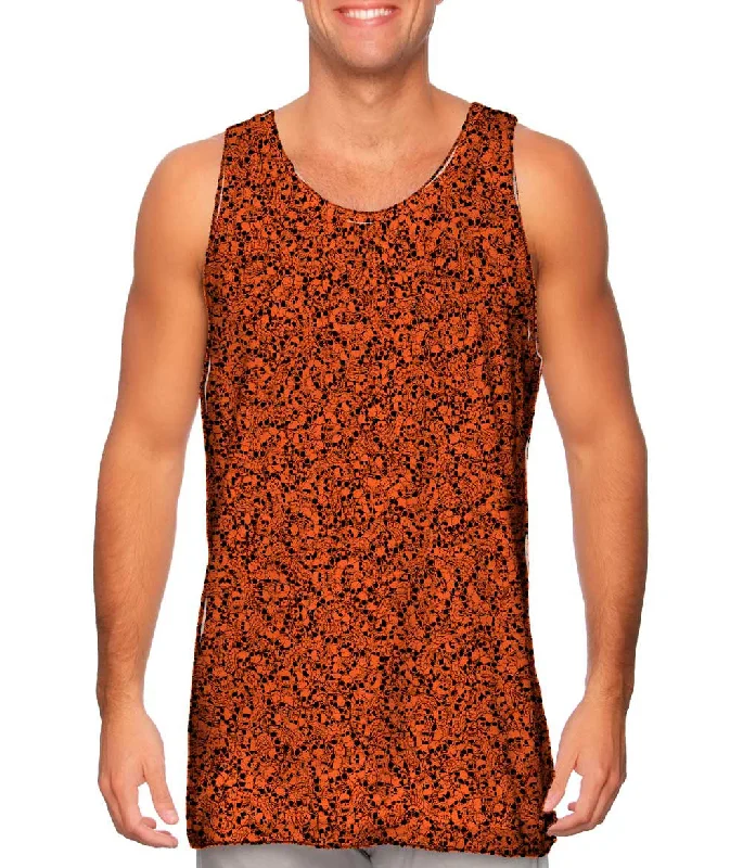 Plus Size Women's Criss - Cross Back Tank Tops in Neon ColorsHalloween Skulls Orange Plus Size Women's Criss - Cross Back Tank Tops in Neon ColorsHalloween Skulls Orange