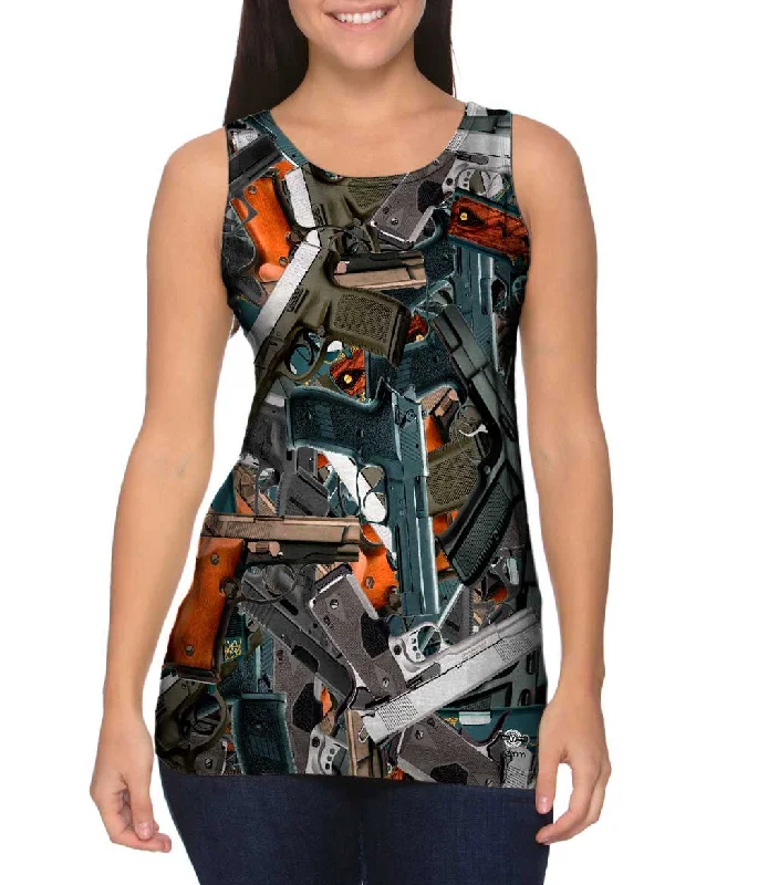 Plus Size Women's Ruffled Hem Tank Tops with Floral PrintsHand Gun Pride