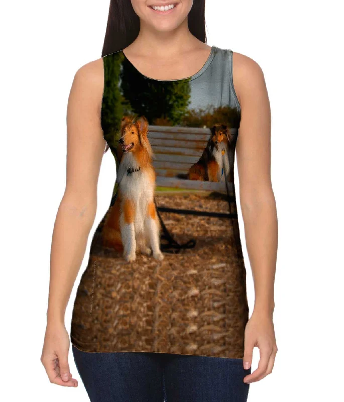 Scoop Neck Women's Linen Blend Tank Tops for SummerHandsome Border Collie