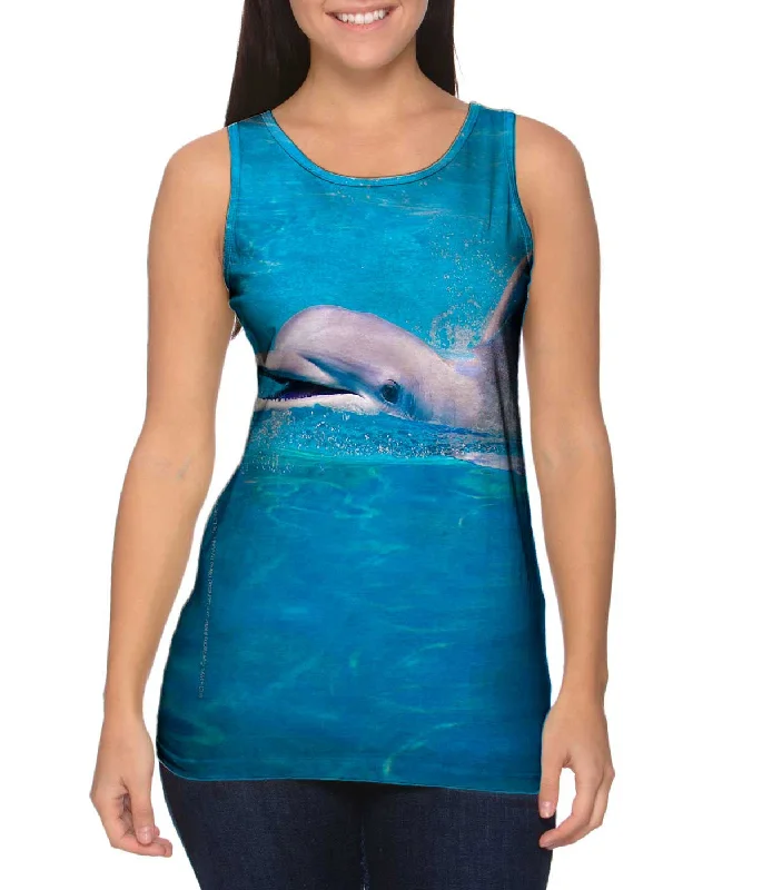 Plus Size Women's Glitter - Trimmed Tank Tops for Party NightsHappy Dolphin