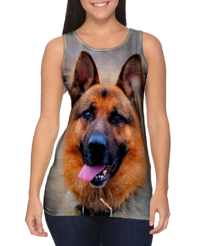 Scoop Neck Women's Linen Blend Tank Tops for SummerHappy German Shepard