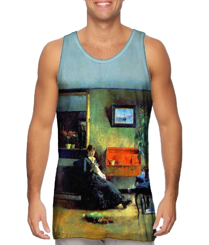 Scoop Neck Women's Linen Blend Tank Tops for SummerHarriet Backer - "Blatt interior" (1883) Scoop Neck Women's Linen Blend Tank Tops for SummerHarriet Backer - "Blatt interior" (1883)