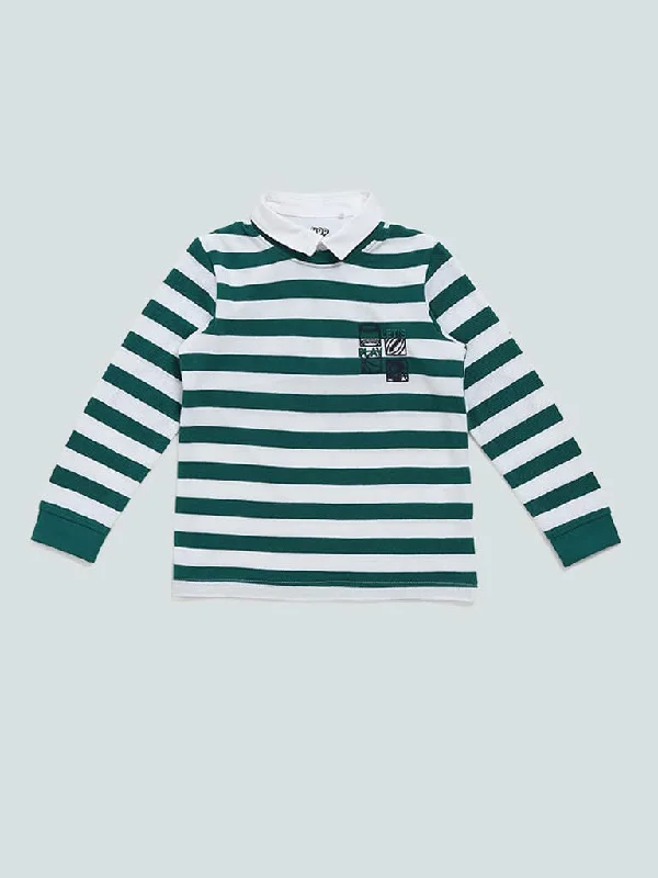 Cuffed Women Shorts for a Laid - Back and Trendy LookHOP Kids Green Striped Collar Neck T-Shirt Cuffed Women Shorts for a Laid - Back and Trendy LookHOP Kids Green Striped Collar Neck T-Shirt