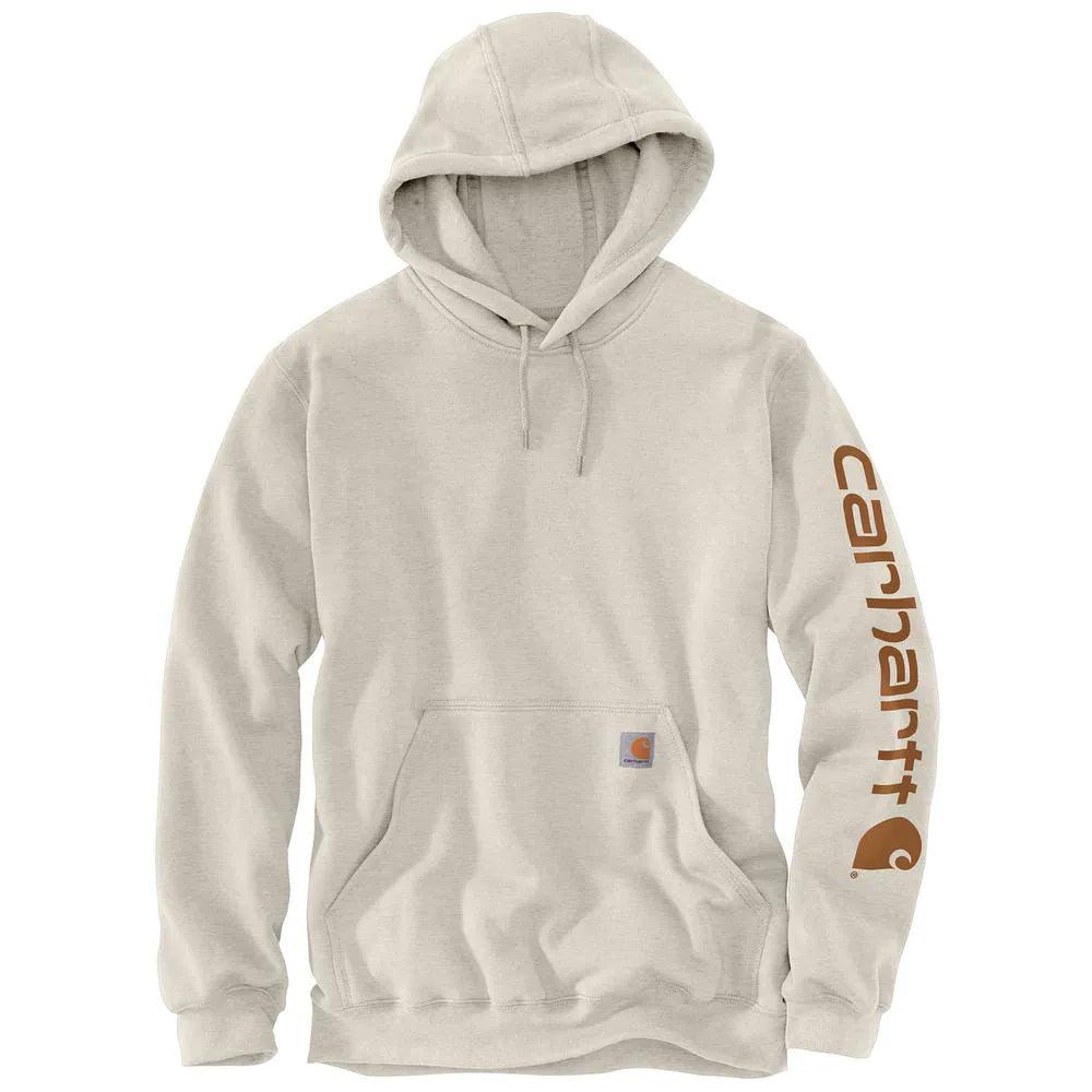 Long Sleeve Women T Shirt for Cooler WeatherK288-W03 Loose Fit Midweight Logo Sleeve Graphic Hoodie - Malt Long Sleeve Women T Shirt for Cooler WeatherK288-W03 Loose Fit Midweight Logo Sleeve Graphic Hoodie - Malt