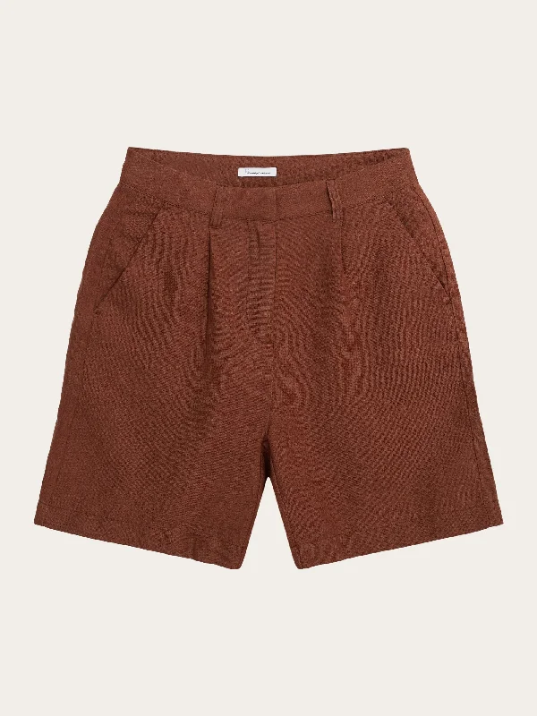 Tie - Waist Women Shorts for a Customizable FitPOSEY wide high-rise linen shorts - GOTS/Vegan - Tiramisu