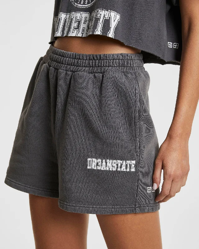 Ruffled Hem Women Shorts to Add a Feminine TouchVARSITY TRAK SHORT WASHED GREY