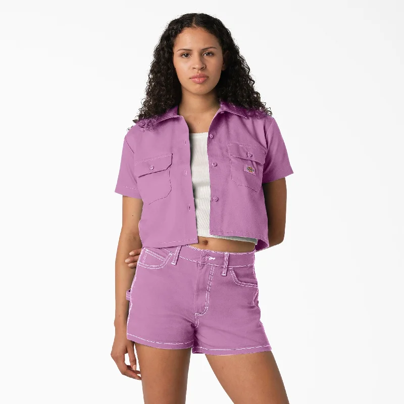 Moisture - Wicking Women T Shirt for Active LifestylesWomen's Cropped Work Shirt, Wild Rose Moisture - Wicking Women T Shirt for Active LifestylesWomen's Cropped Work Shirt, Wild Rose