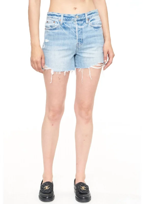 Stretchable Women Shorts for Maximum MobilityWomen's Relaxed High Rise Vintage Short In Blue Stretchable Women Shorts for Maximum MobilityWomen's Relaxed High Rise Vintage Short In Blue