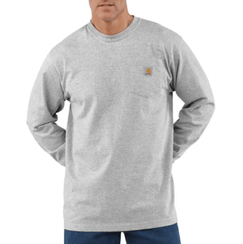 Organic Cotton Women T Shirt for Eco - Conscious WearersK128 - Loose fit heavyweight long-sleeve pocket henley t-shirt - Heather Grey Organic Cotton Women T Shirt for Eco - Conscious WearersK128 - Loose fit heavyweight long-sleeve pocket henley t-shirt - Heather Grey